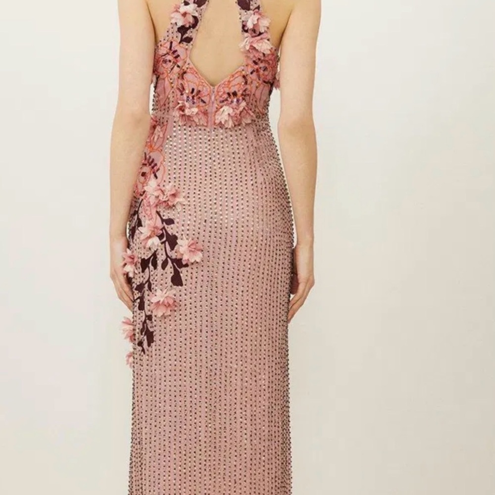 Karen Millen Pink Floral Embellished Dress - Picture 3 of 15